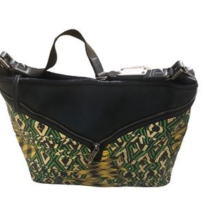 L.A.M.B. By Gwen Stefani Green Black and Yellow Geometric Pattern Shoulder Bag
